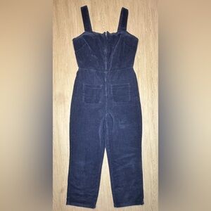 Free People Navy Corduroy Jumpsuit Size 12 Wide Leg Boho Cottagecore